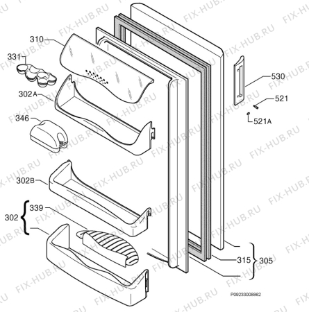 Взрыв-схема холодильника Rex Electrolux RA140F - Схема узла Door 003